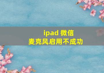 ipad 微信 麦克风启用不成功